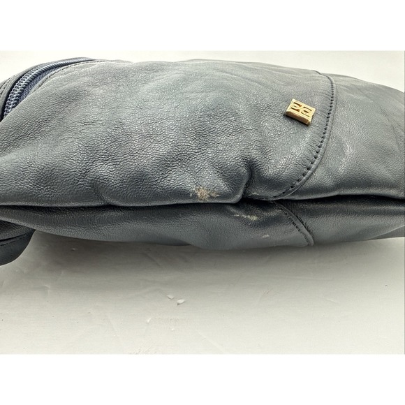 Vintage Italian Borelli Bags Shoulder bag Midnight Blue Leather Boho Purse - Picture 3 of 12